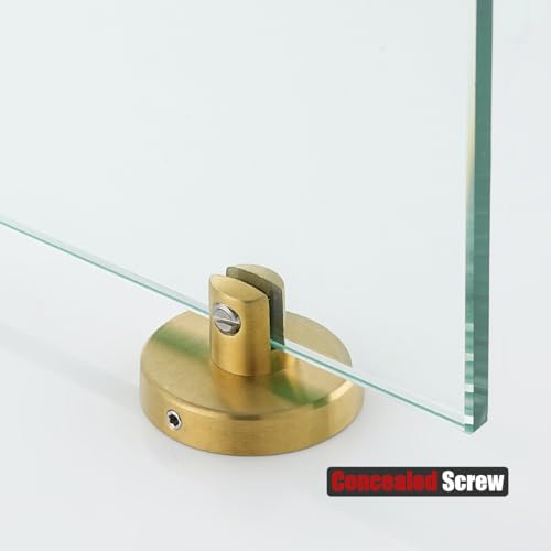 JQK Bathroom Glass Shelf Gold, Tempered Glass Shower Storage 8 by 5 inches, 304 Stainless Steel Brushed Gold Wall Mount 2 Pack, TGS101L8-BG-P2 - color: Gold, size: 8 Inch (2 Pack)