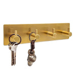 Self Adhesive Key Hook Rack with 4 Hooks for Keys, Masks - Wall Mounted Entryway, Hallway Hanger - Gold - color: Gold