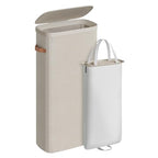 SONGMICS Laundry Basket, 17.2 Gal. Laundry Hamper, Easy Assembly, with Lid and Handles, Removable Liner, 15.4 x 8.7 x 29.5 Inches, Cappuccino Beige ULCB810LH01 - color: Cappuccino Beige, size: 65 L (1-Section)