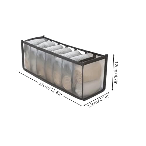 7-Grid Socks Organizer - Multifunctional Drawer Storage Solution for Home, Bedroom, Dorm, Storage Box, Sorter, Black - color: Black