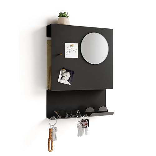 Key Holder Wall Mount and Mail Organizer - Hide Your Mail with a Modern and Minimal Look (Black) - color: Black