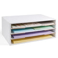 Yumkfoi 12x18 Construction Paper Organizer, 4-Tiers Paper Storage Shelf, Wooden Desk Organizer, File Holder and Letter Tray for Office, Home, Classroom - size: 20.2" x 13.3" x 8.5"
