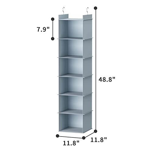 YOUDENOVA Hanging Closet Organizer, 6-Shelf Closet Hanging Shelves, Grey - color: Grey, size: 6-Tier