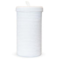 Toilet Paper Holder Handmade – Woven Cotton Toilet Paper Stand & Storage Basket with Lid, Freestanding Organizer for Bathroom, Fits 3 Mega Rolls Gradient Brown 14'' x 7'' - color: White