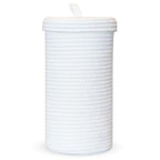 Toilet Paper Holder Handmade – Woven Cotton Toilet Paper Stand & Storage Basket with Lid, Freestanding Organizer for Bathroom, Fits 3 Mega Rolls Gradient Brown 14'' x 7'' - color: White
