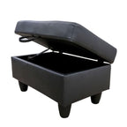 Ottoman Storage Ottoman Bench Faux Leather Footrest Footstool with Hinged Lid for Living Room, Bedroom, Entryway, Black, 28.5"X19"X17.5" - color: Black