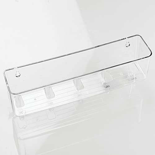 mDesign Plastic Wall Mount Mail and Key Holder with 5 Hooks, Hanger Rack Shelf for Home Entryway, Mudroom, Kitchen, Hold Letters, Cards, Magazines, Coats, Umbrellas, Ligne Collection - Clear - color: Clear