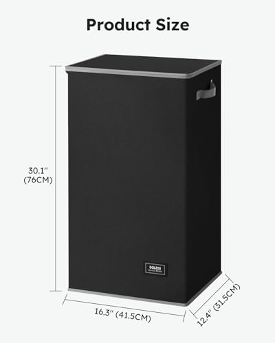 SOLEDI Laundry Hamper Black with Lid and Removable Bag - 100L Large and Tall Laundry Basket Collapsible with Handle for Clothing and Toys Storage - Dirty Clothes Hamper for Bedroom, bathroom, dorm - color: Black, size: 100L