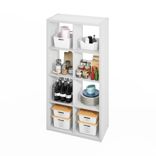 Furinno HERMITE Kitchen Island, 8-Cube Coffee Bar, Extra Thick Kitchen Storage, Bakers Rack, for Pantry Organizers and Storage, Kitchen Organization, White - color: White, size: 8-Cube Extra Thick