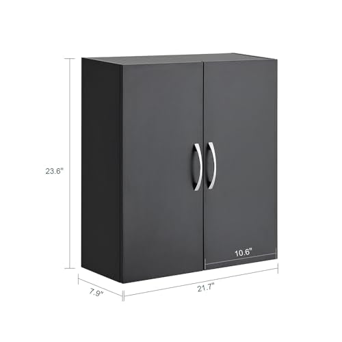 SoBuy Black Kitchen Wall Cabinet, Bathroom Wall Cabinet Over The Toilet Storage, Small Wall Mounted Medicine Cabinet with Adjustable Shelf, Narrow Floating Cabinet for Laundry Room, BZR200-T-SCH - color: Black
