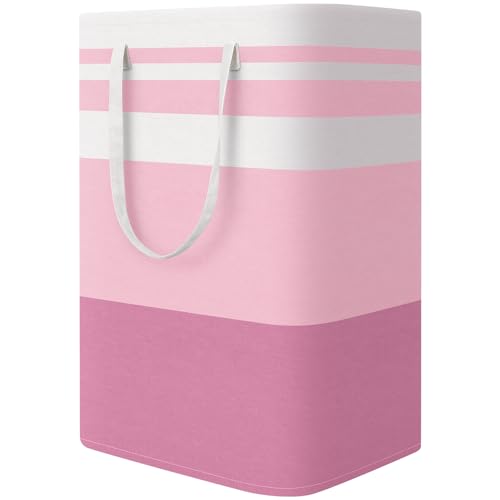 StorageRight Large Collapsible Laundry Basket Hamper with Easy Carry Handles，Freestanding Clothes Hampers for Laundry, Bedroom, Dorm, Towels, Toys, 75L, Pink - color: Pink, size: 75L