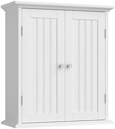 ChooChoo Bathroom Wall Cabinet, Over The Toilet Space Saver Storage Cabinet, Medicine Cabinet with 2 Door and Adjustable Shelves, Cupboard - color: White, size: 8.8\"d X 21.1\"w X 24\"h