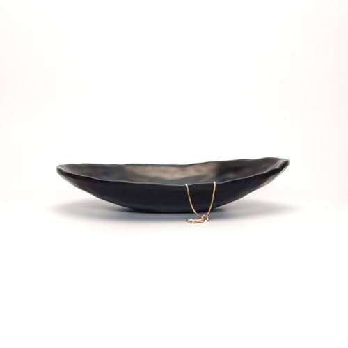 Black Ring Dish,Jewelry Tray Key Dish Tray Organizer,Dresser Decor entryway Key Bowl,Catch All Bowl Decorative Trinket Dish Housewarming Gift 7.4inch