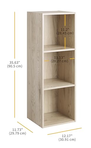 Whitmor Bookcase Storage Organizer, 3 Tier Stackable MDF Bookshelf, Open Storage Display Shelf - color: Sonoma Oak, size: 3 Cube, 12.7"L x 11.7"W x 35.5"H