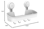 TAILI Shower Caddy with 4 Hooks Suction Cup Shower Shelf Hanging Bathroom Rack Removable & Reusable No Drilling Plastic Wall Mounted Bath Shelves Storage White - style: Modern