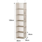 YOUDENOVA Hanging Closet Organizer, 6-Shelf Closet Hanging Storage with Side Pockets, Beige - color: Beige