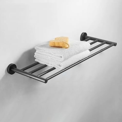Bathroom Towel Rack, Hotel Style Towel Racks for Bathroom Wall Mounted, Modern Towel Bar Rack 23.6 Inch, 2-Tier Towel Shelves, Black - color: Black, size: 24 Inches