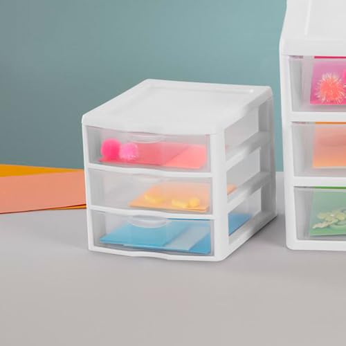 Sterilite 12-Pack Clearview 3-Drawer Cart, Small Plastic Storage Organizer Drawers, White - Organizing Drawer Containers for Bathroom, Closet, Kitchen, and Bedroom - size: 12 Packs