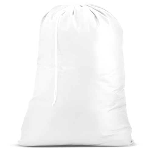 Handy Laundry Heavy Duty Laundry Bag – 22 x 32 in Durable Polyester, Extra Large, Machine Washable, Strong Drawstring Closure, Laundry Essentials for Travel, Dorm, Storage, White - color: White, size: 22" x 32"