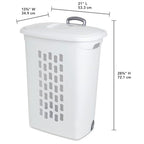 Sterilite 18-Pack Ultra Wheeled Hamper, Laundry Basket w/Flip-Top Lid & Retractable Handle - Plastic Rolling Clothes Storage Cart with Ventilated Holes for Home, Apartment or Dorm - size: 18 Pack