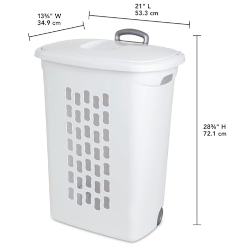 Sterilite 18-Pack Ultra Wheeled Hamper, Laundry Basket w/Flip-Top Lid & Retractable Handle - Plastic Rolling Clothes Storage Cart with Ventilated Holes for Home, Apartment or Dorm - size: 18 Pack