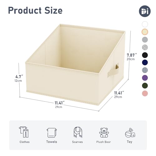DIMJ Closet Storage Bins - Fabric Storage Baskets for Shelves, Collapsible Clothes Organizer with Handles for Purse, Toys, Books, Towel, Clothes, 6 Pack, Beige - color: Beige, size: 6 Bins 11.4"x11.4"x7.8"