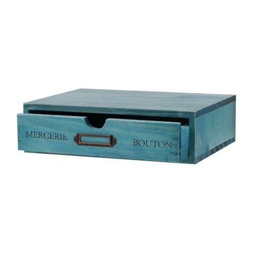 Wooden Storage Box Apothecary Drawers Vintage Wooden Drawers Wood Desktop Organizer Countertop Storage Box Library Card Catalog Cabinet Apothecary Cabinet（BLUE） - color: BLUE01