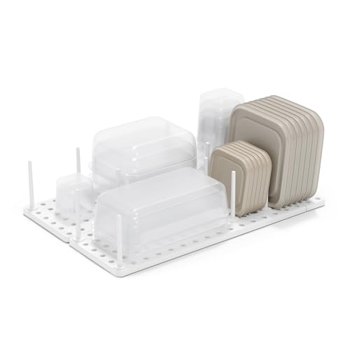 Peggy Kitchen Drawer Cupboard Organizer Tray - Adjustable Storage System For Food Containers, Cookware, Serveware, Utensils and More, White - color: White, size: Medium Set of 2