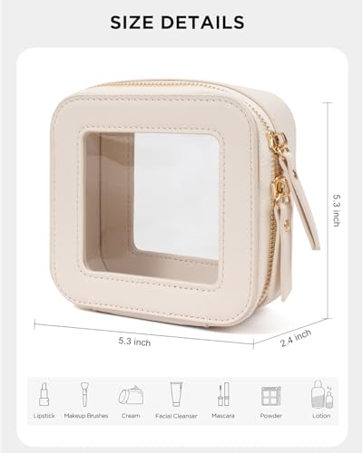 LETGO Clear Makeup Bags Small, Small Clear Makeup Bag for Purse,Mini Clear Makeup Pouch Purse Organizer Fit Carry-on Travel Essentials,Clear Cosmetic Bags for Car Accessories for Women (Mini-Beige) - color: 0-Mini-Beige