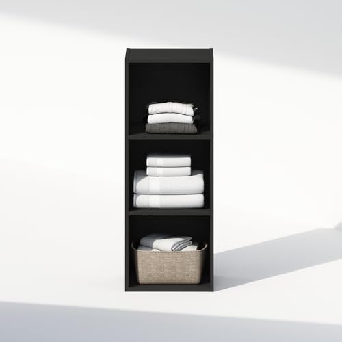 Furinno Reed Closet Organizers and Storage, 3-Tier Closet Organizer, Open Shelf Closet Storage, for Wardrobe, Bedroom, Living Room, Blackwood - color: Blackwood, size: 3-Tier, 12"W