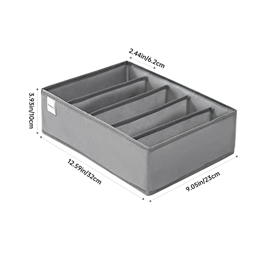4 Packs T-shirt Drawer Organizers for Clothing,5 Grids Compartment Wardrobe Storage Box, Washable Clothes Organizer for Folded Clothes, T-shirt, Legging, Silk Scarve-Grey - color: Grey, size: 5 GRIDS-MEDIUM SIZE
