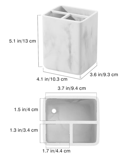 Luxspire Toothbrush Holders, 3 Slots Toothpaste & Toothbrush Holder for Bathroom, Resin Toothbrush Stand, Electric Toothbrush Holder with Drain Hole, Bathroom Organizer Countertop, Gravel White - color: Gravel White, size: 3 Slots