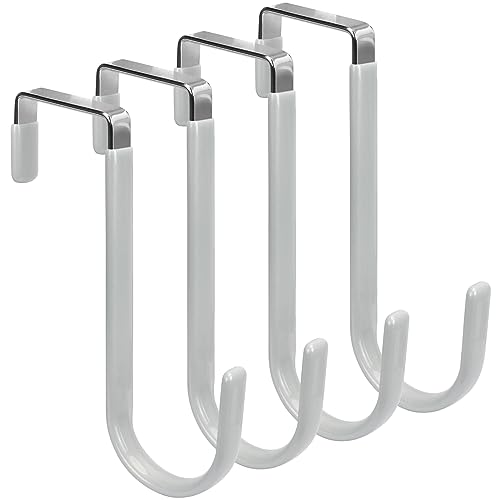 FYY Over The Door Hooks, 4 Pack Door Hangers Hooks with Rubber Prevent Scratches Heavy Duty Organizer Hooks for Living Room, Bathroom, Bedroom Hanging Clothes, Towels, Hats, Coats, Bags Silver - color: A Silver, size: Short, style: 4 Pack