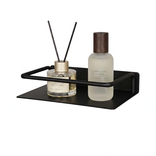 RFOUO Small Shelf for Wall, Small Floating Shelf, Black Wall Shelves, Metal Bathroom Shelves, Metal Floating Shelves for Bathroom Bedroom Kitchen (Black, 8Inch) - color: Black, size: 8Inch