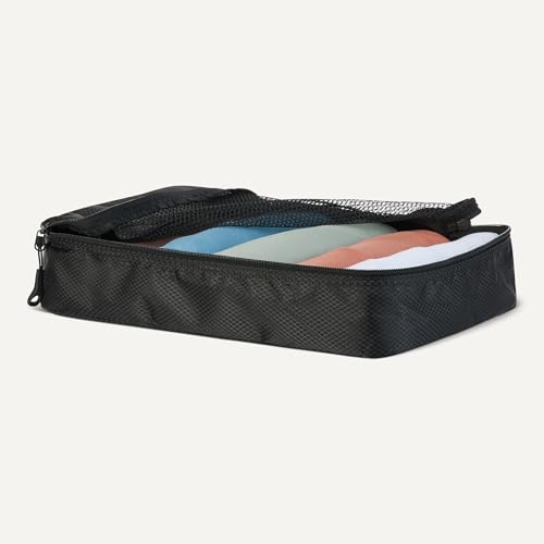 Amazon Essentials 4-Piece Packing Cubes Travel Accessories Set, Luggage Organizer with Double Zipper, Mesh Top, Space-Saving, Medium, Black (Previously Amazon Basics) - color: Black, size: 4 x Medium