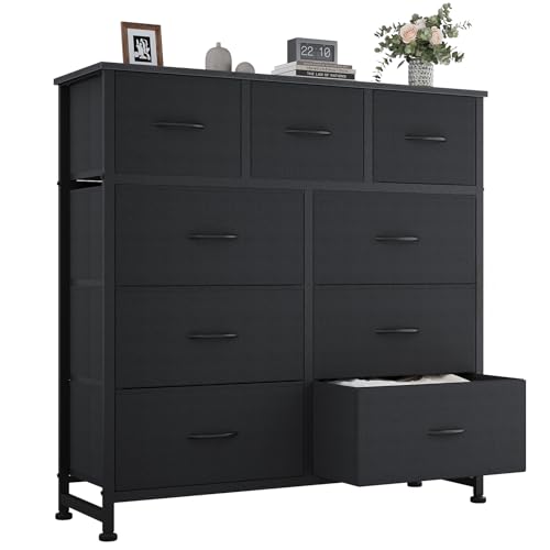 OLIXIS 9 Drawers Storage Organizers Units, Closet Organizers and Storage for Clothes, Fabric Storage Drawer for Living Room, Chest of Dresser in 39.4" D x 11.8" W x 39.9" H, Black - color: Black, size: 39.4"D x 11.8"W x 39.9"H (9 Drawers)