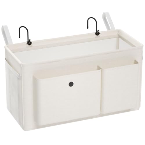 Edudif Bedside Caddy Bedside Organizer with Fixed Straps & Water Bottle Holder, Bunk Bed Caddy ideal for Home, Dorm, Hospital, Crib, Versatile Bedside Storage Solution (White) - color: White