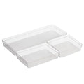 Oggi Set of 3 Clear Drawer Organizers - (1) 6x6.25, (1) 6.25x9.25, (1) 6.25x15.75 - Ideal for Organizing Kitchen Drawers, Office, Desk, Silverware, Kitchen Utensils, Cosmetics and Bathrooms - size: Set of 3