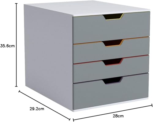 Durable Varicolor 4 Drawer Unit - Gray Desktop Drawer Set with 4 Color Coded Draws - Letter to Folio Size Files - Perfect for Storing Documents and Paper Work - style: 4-Drawer