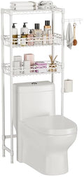 Golpart 3-Tier Over-The-Toilet Storage Shelf,Heavy-Duty Adjustable Bathroom Rack with 2 Mesh Baskets,Toilet Paper Holder & Hooks,Space-Saving Organizer for Bathroom,10”D x 24”W x 66”H,White - size: White with Baskets-10"D x 24"W x 66"H