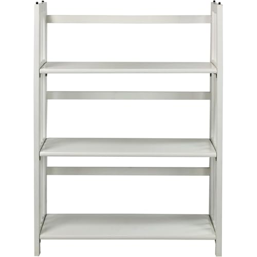 HomeStock 3-Shelf Stackable Folding Office Wood Furniture Bookcase, Contemporary Home and Office Furniture, Sturdy Wooden Shelving Storage White/27.5 Inch - color: White, size: 27 5 Inch