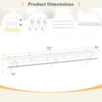 Giantex Closet Shelf with Hanging Rod, 6 ft Wall Mounted Wire Shelving Kit with Storage Shelf & Clothes Rod, Ventilated Metal Wall Shelf Organizer for Laundry Room, Closet, Bedroom, White - size: 6 ft