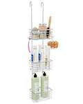 3-Tier Small Hanging Bathroom Organizer,caddy hanging,Shampoo Holder Stainless Steel,over the door shower caddy,shower storage - size: Narrow three-layer design