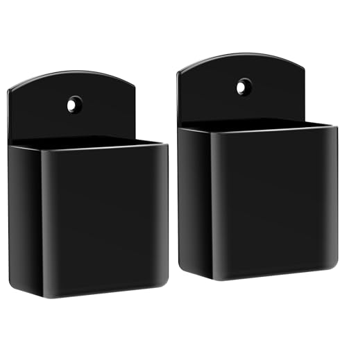 DRQ 2pc Adhesive Remote Control Holder, Wall Mount TV Controller Holder, TV Remote Organizer, Wall Pen Holder Desk Accessories Storage for Home Office School, Black - color: 2PC Black, size: 2 Pack