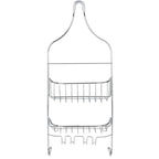 Bath Bliss Design Chrome, Resistant, 2 Tier Contoured Caddy, Over The Shower Head, Rust Proof, Bathroom Organizer with Hooks for Hanging Razor, Sponge, Shampoo Holder (Model: 4662)