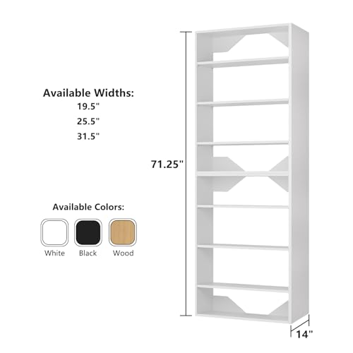 ROOMTEC Modular Closet System, 19.5" Shelf Closet Tower Wall-Mounted Closet Organizer, Wooden Tower for Walk-In Closets, Wardrobe Storage Kit, White - size: 19.5" Wide, style: Model 10