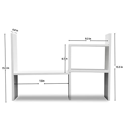 MASAKA B&W - Kawaii Storage Desktop Organizer for Your Desk Space, Double H Plants Display Shelf, Home Office Storage Rack Adjustable Stackable for Office, Dormitory (White*02) - color: White*02