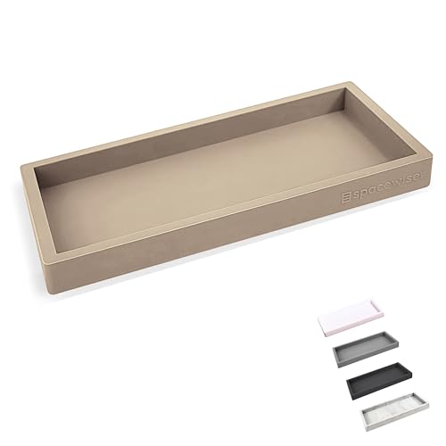 Spacewiser Countertop and Vanity Tray - Small 7.7” Silicone Tray for Soap Dispenser Bottles, Bathroom Trays, Kitchen Sink Trays, Sink Caddy Kitchen Sinks Organizer, Soap Dish & Sponge Holder Mat - color: Coastal Sand, size: Small 7.7”