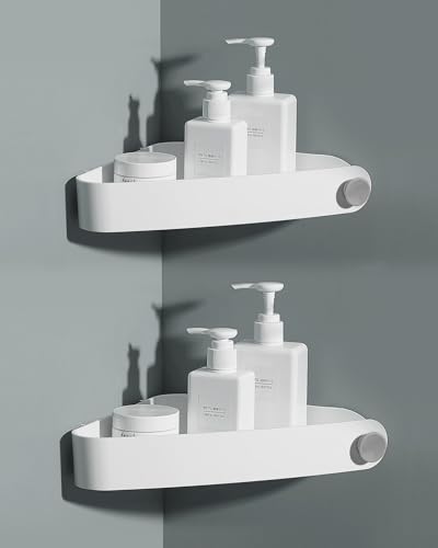 Sotfamily Plastic Shower Caddy Corner (for 90° Only), 2 Pack Adhesive Corner Shower Shelves for Bathroom Organizers and Storage, White - color: White, size: 2 Pack