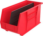 Akro-Mils 30265 AkroBins Plastic Storage Bins, Space-Saving Stackable Bins for Garage, Pantry, Craft Organization, 18-" x 8.25-" x 9-", Red, 6-Pack - color: Red